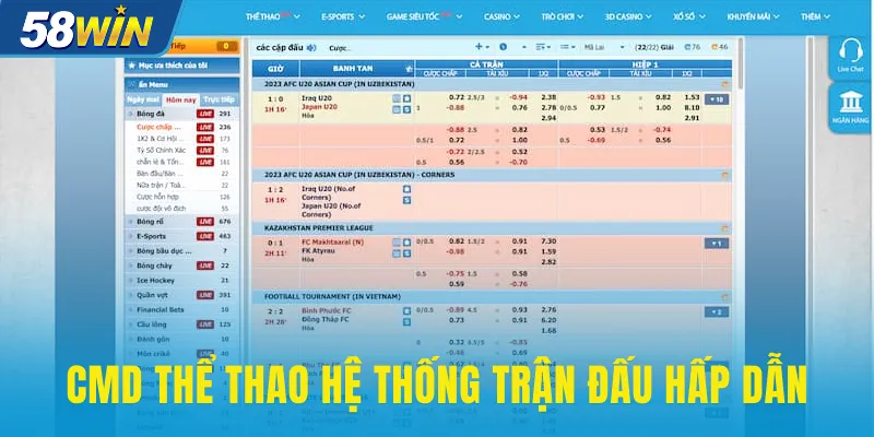 CMD thể thao xây dựng hệ thống các trận đấu hấp dẫn